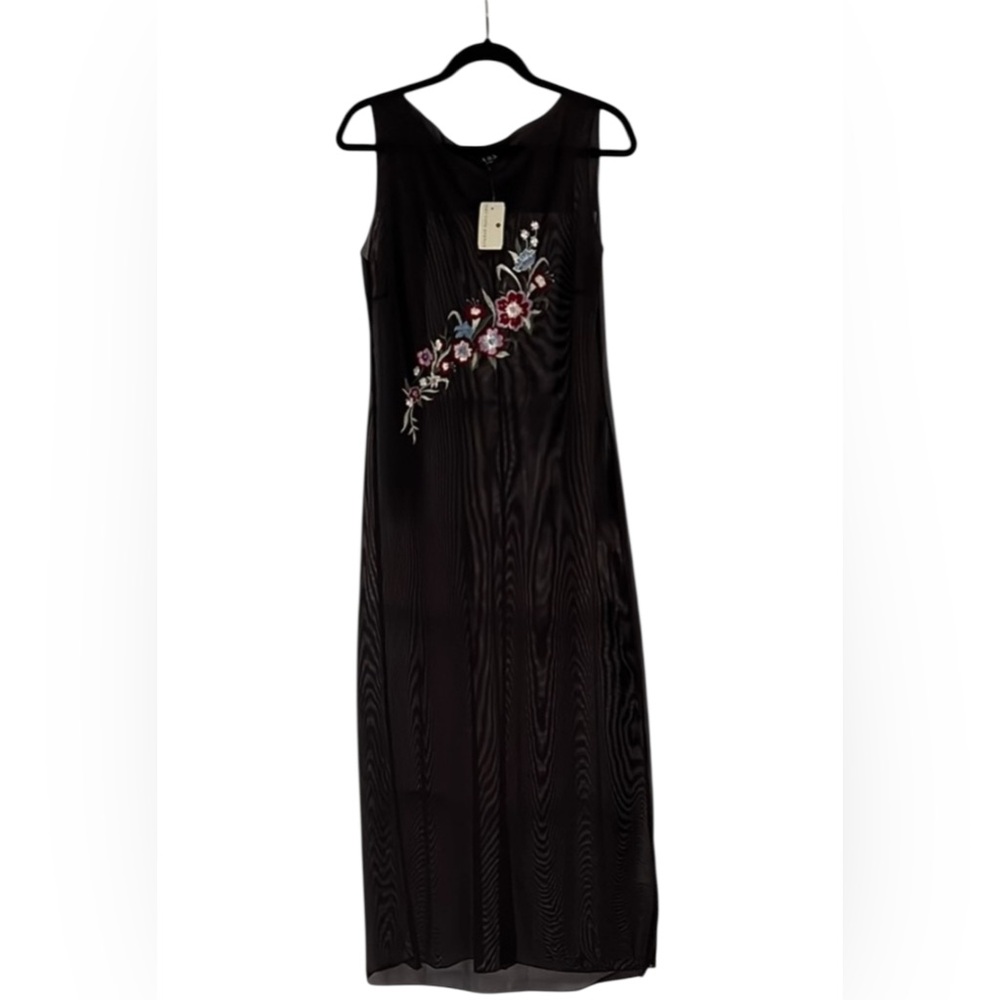 ABS Allen Studio Vintage Y2K Floral Layered Embroidered Dress L NWT Dark Fairy - Picture 11 of 13